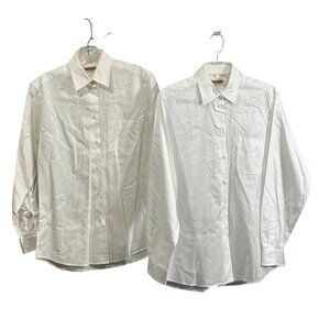 Lot of 2 Worldly Things White Long Sleeve Button-Down Working Shirts Size 8 95c